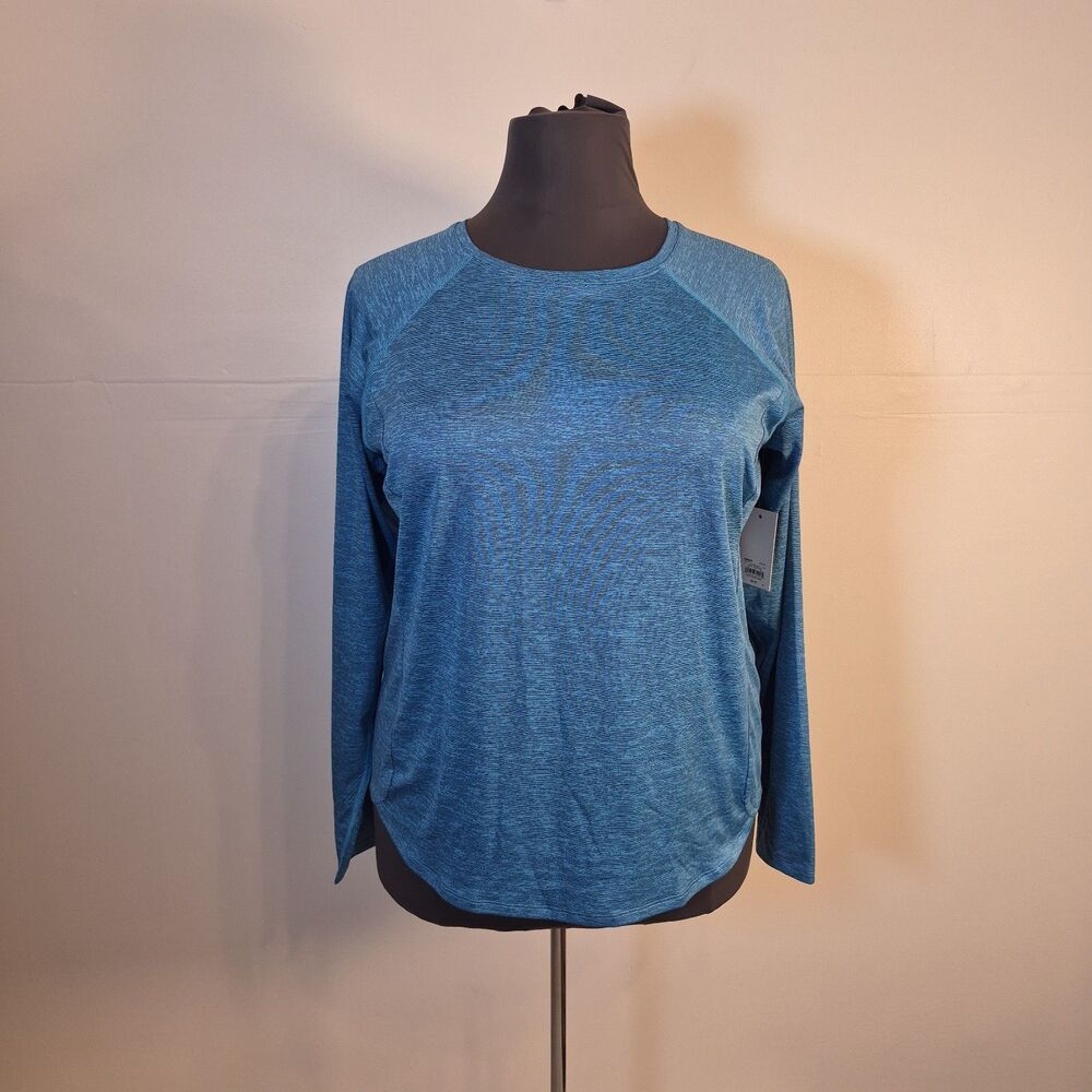 Tek Gear Workout Gear Womens Shirt Size XXL Long Sleeve Blue Wicking Thumb Holes